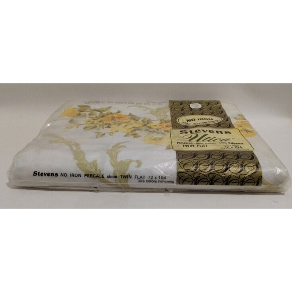 Vintage 80's Utica 50/50 Twin Flat Sheet 72 x104 Canterbury JP Stevens No Iron - Picture 4 of 5